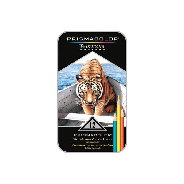 PRW-12 Prismacolor Water-Soluble Colored Pencils~ 12 Tin